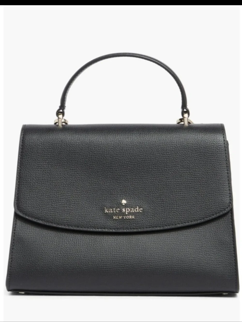 kate spade black leather top-handle satchel with gold hardware